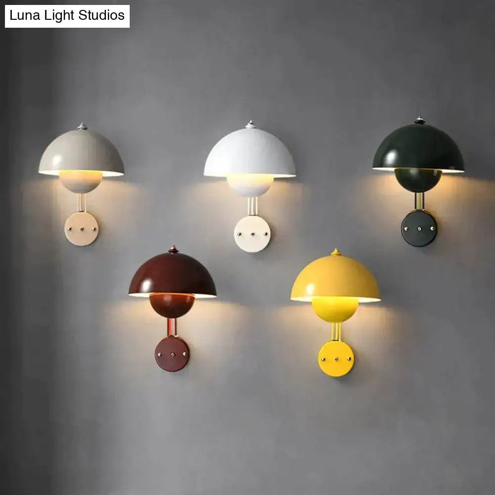 Modern mushroom wall lamp set with brass base type in matte gray white dark green brown and yellow finishes for bedroom
