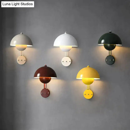 Modern mushroom wall lamp set with brass base type in matte gray white dark green brown and yellow finishes for bedroom