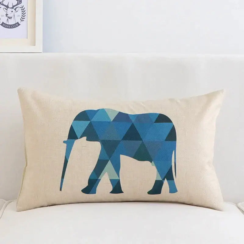 Beige pillow cover 30x50cm with modern navy geometric elk design for living room decorbites pillow cover
