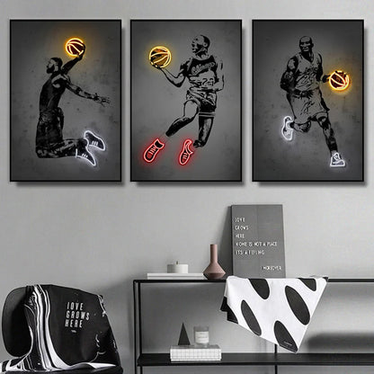 Modern Neon Sports Star Wall Art Print