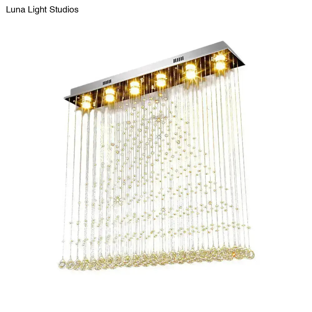 Decorbites™ contemporary crystal ball cascade flush ceiling light with chrome finish and clear gold-toned beads