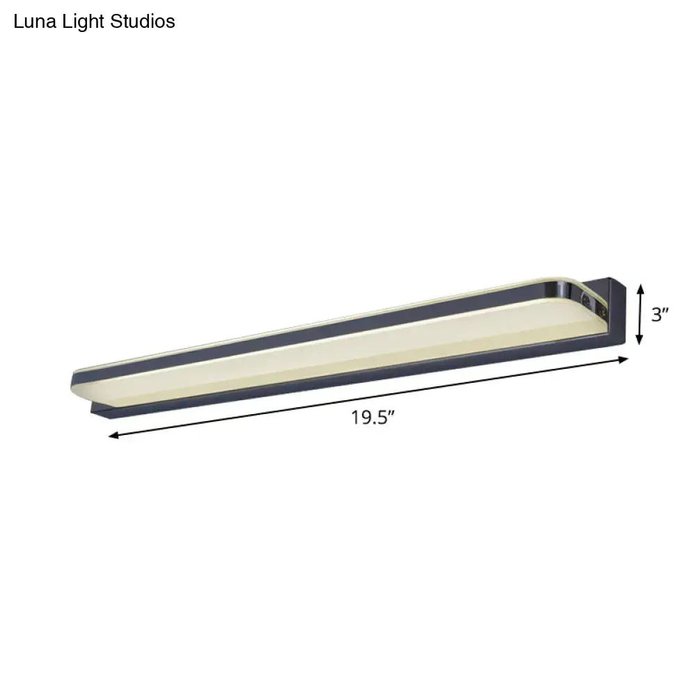 Modern nickel finish led vanity sconce with sleek black frame and warm white light for bathroom wall lighting