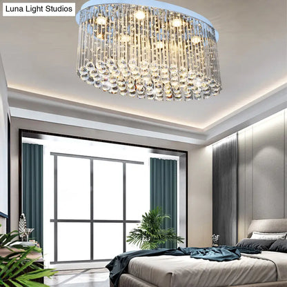 DecorBites™ DecorBites™ Modern Nickel Oval Flush Mount Crystal Ceiling Light - 6 Heads - Dining Room
