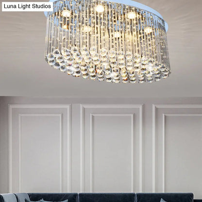 DecorBites™ DecorBites™ Modern Nickel Oval Flush Mount Crystal Ceiling Light - 6 Heads - Dining Room