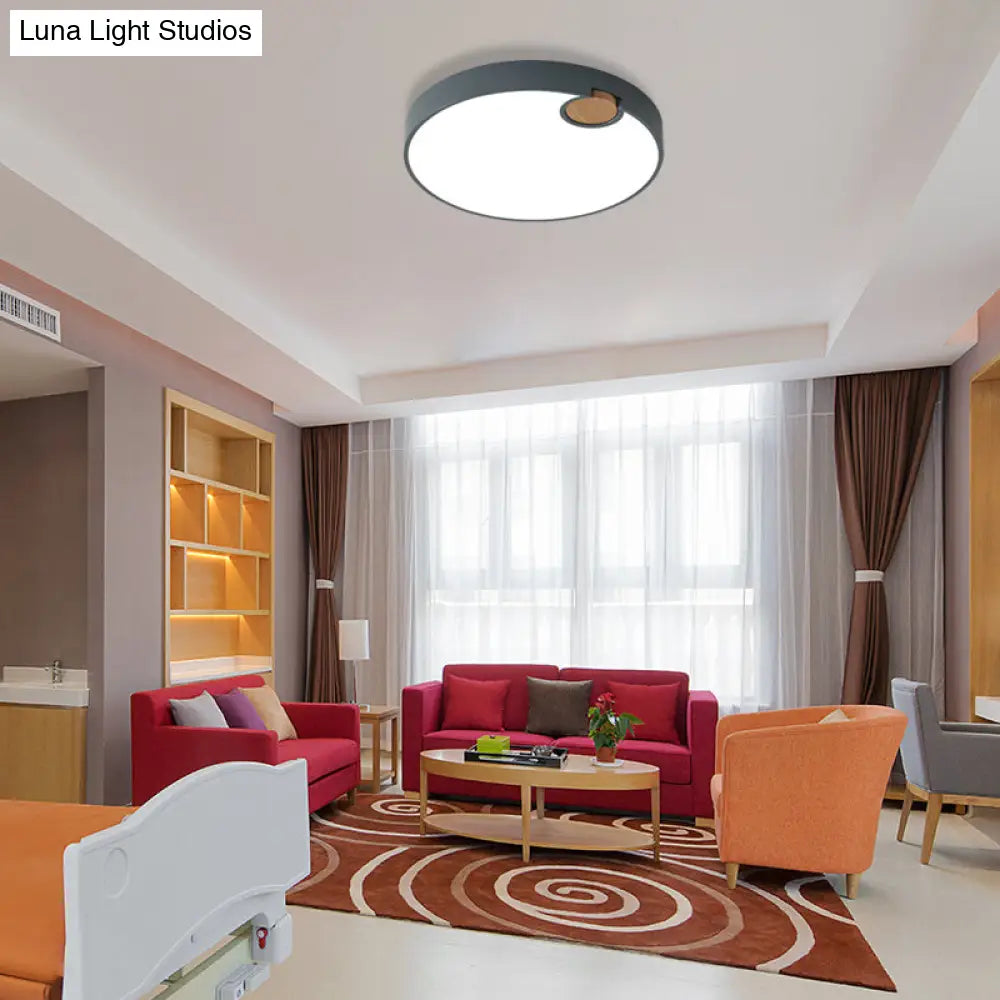 DecorBites™ DecorBites™ Modern Nordic Acrylic LED Flush Mount Ceiling Lamp, Grey Wood Deco, Warm/White/Neutral Light (3500-4099K), Multiple Size Options