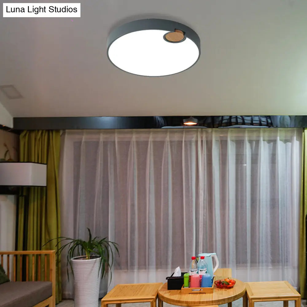 DecorBites™ DecorBites™ Modern Nordic Acrylic LED Flush Mount Ceiling Lamp, Grey Wood Deco, Warm/White/Neutral Light (3500-4099K), Multiple Size Options