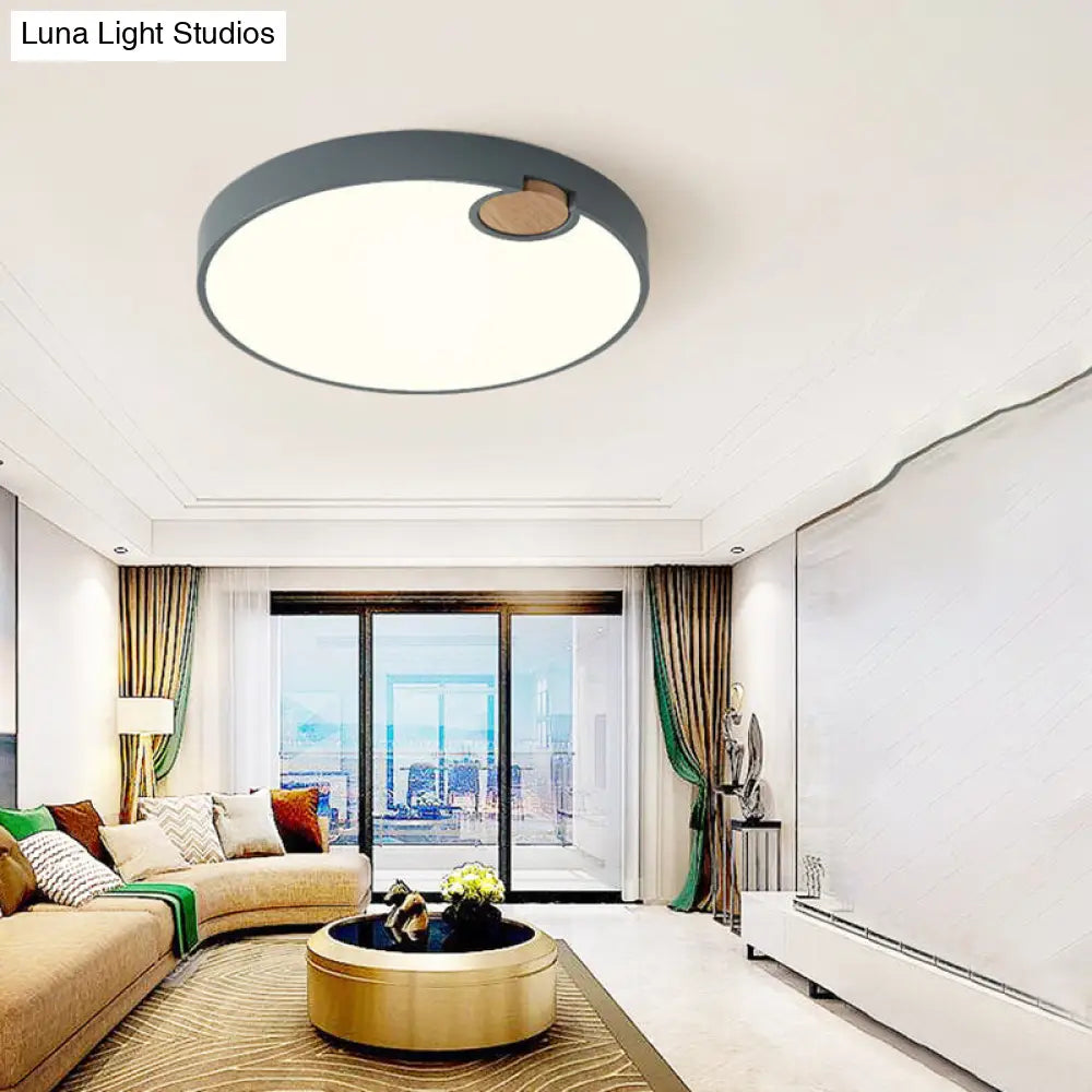 DecorBites™ DecorBites™ Modern Nordic Acrylic LED Flush Mount Ceiling Lamp, Grey Wood Deco, Warm/White/Neutral Light (3500-4099K), Multiple Size Options