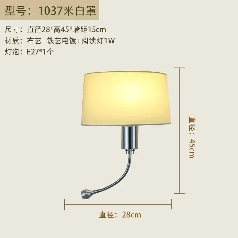 Cream-colored fabric wall lamp with chrome finish and adjustable arm for bedroom reading decorbites elegant fabric design