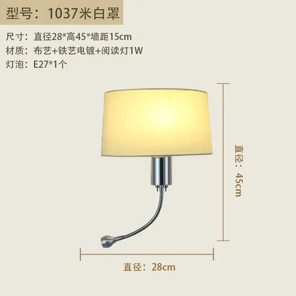 Cream-colored fabric wall lamp with chrome finish and adjustable arm for bedroom reading decorbites elegant fabric design