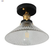 Modern nordic ceiling lamp with clear ribbed glass led shade and black brass decorbites clear glass fixture