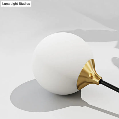 DecorBites™ DecorBites™ Modern Nordic Black-Brass Semi Flush Mount Chandelier for Bedroom Lighting with Milky Glass Ball