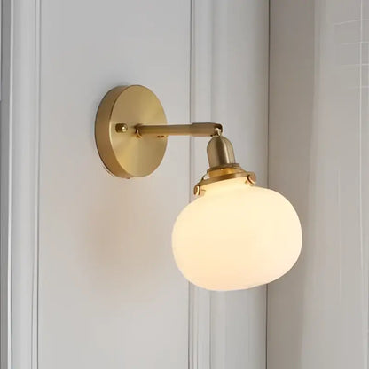 Modern nordic brass glass ball wall lamp with frosted glass globe shade for bedroom decorbites glass ball sconce