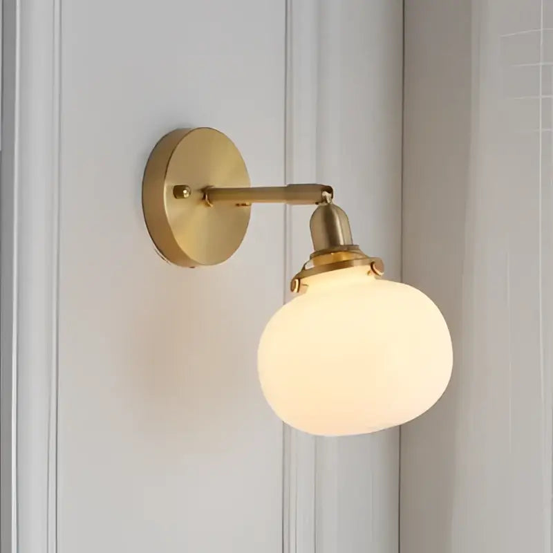 Modern nordic brass glass ball wall lamp with frosted glass globe shade for bedroom decorbites glass ball sconce