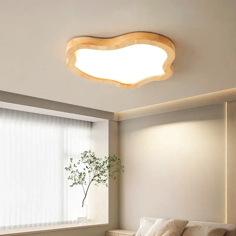 Modern nordic cloud shape wooden ceiling light with warm glow and natural wood finish for bedroom decorbites cloud shape