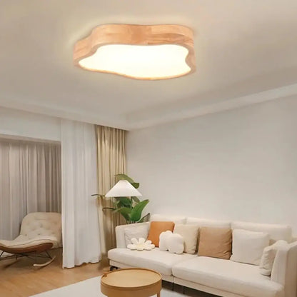 Modern nordic ceiling light with cloud shape wooden design and warm-toned soft illumination for bedroom decorbites cloud shape