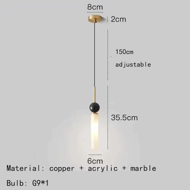 A modern nordic decorbites copper wall lamp with brass finish, black marble sphere, and acrylic diffuser for living room