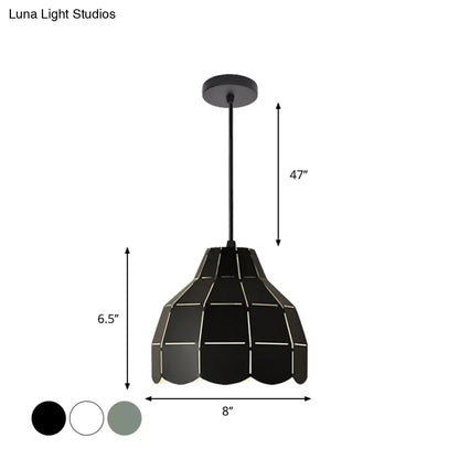 Modern Nordic Dome Pendant Light with Metal Hanging Lamp - Ideal for Dining Room (Black/Grey/White)