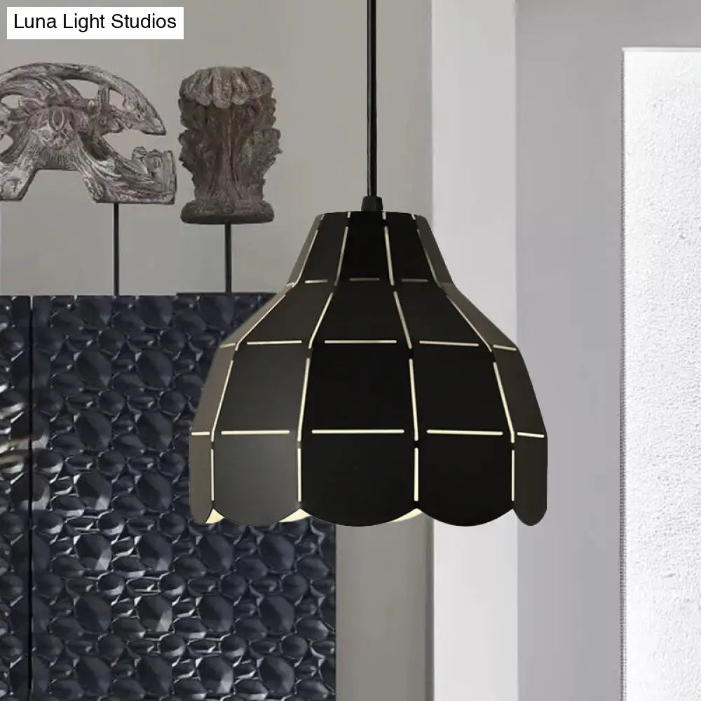 Modern Nordic Dome Pendant Light with Metal Hanging Lamp - Ideal for Dining Room (Black/Grey/White)