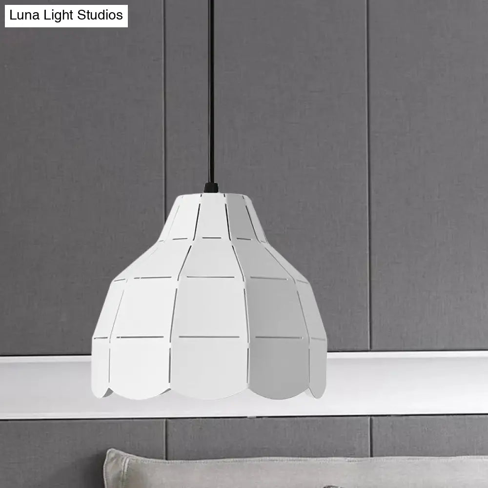 Modern Nordic Dome Pendant Light with Metal Hanging Lamp - Ideal for Dining Room (Black/Grey/White)