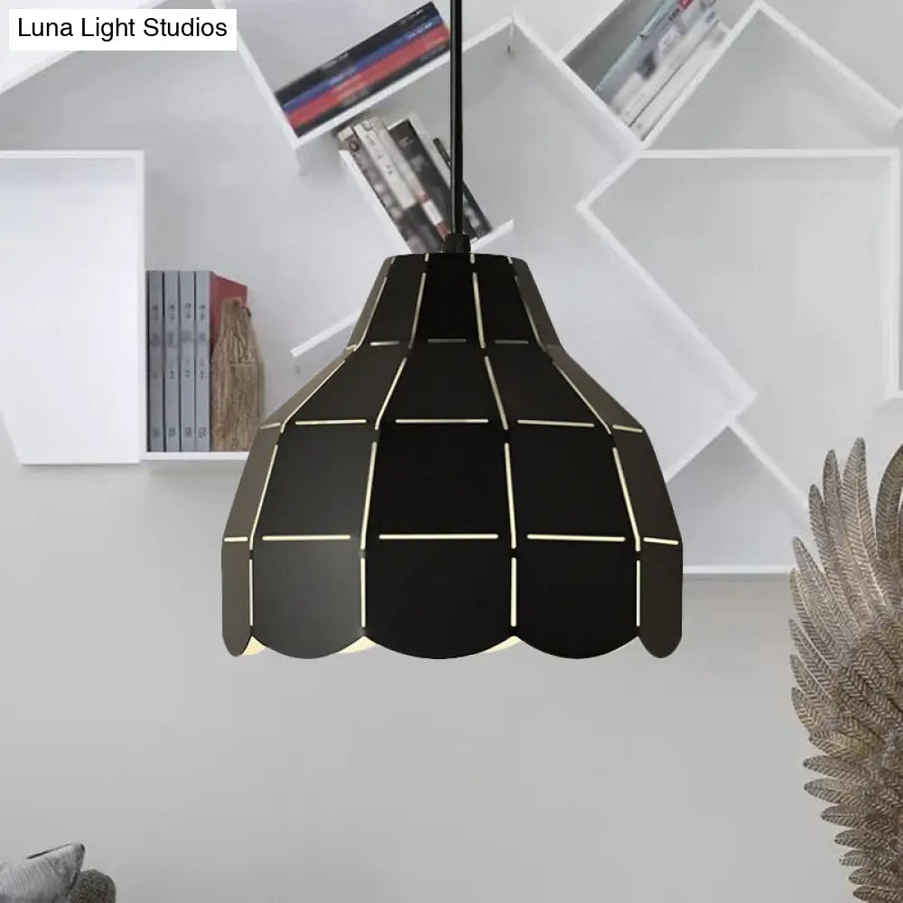 Modern Nordic Dome Pendant Light with Metal Hanging Lamp - Ideal for Dining Room (Black/Grey/White)