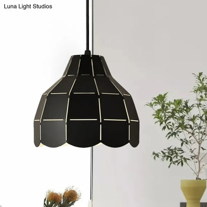 Modern Nordic Dome Pendant Light with Metal Hanging Lamp - Ideal for Dining Room (Black/Grey/White)