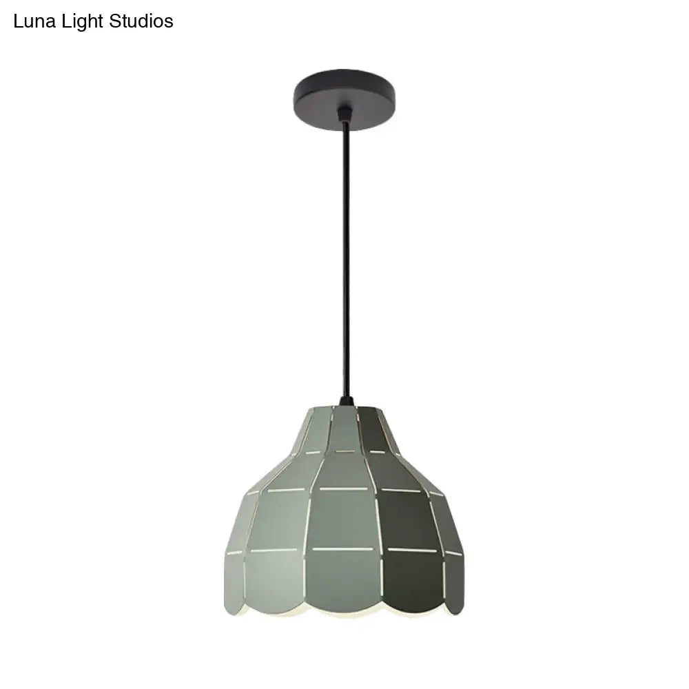 Modern Nordic Dome Pendant Light with Metal Hanging Lamp - Ideal for Dining Room (Black/Grey/White)