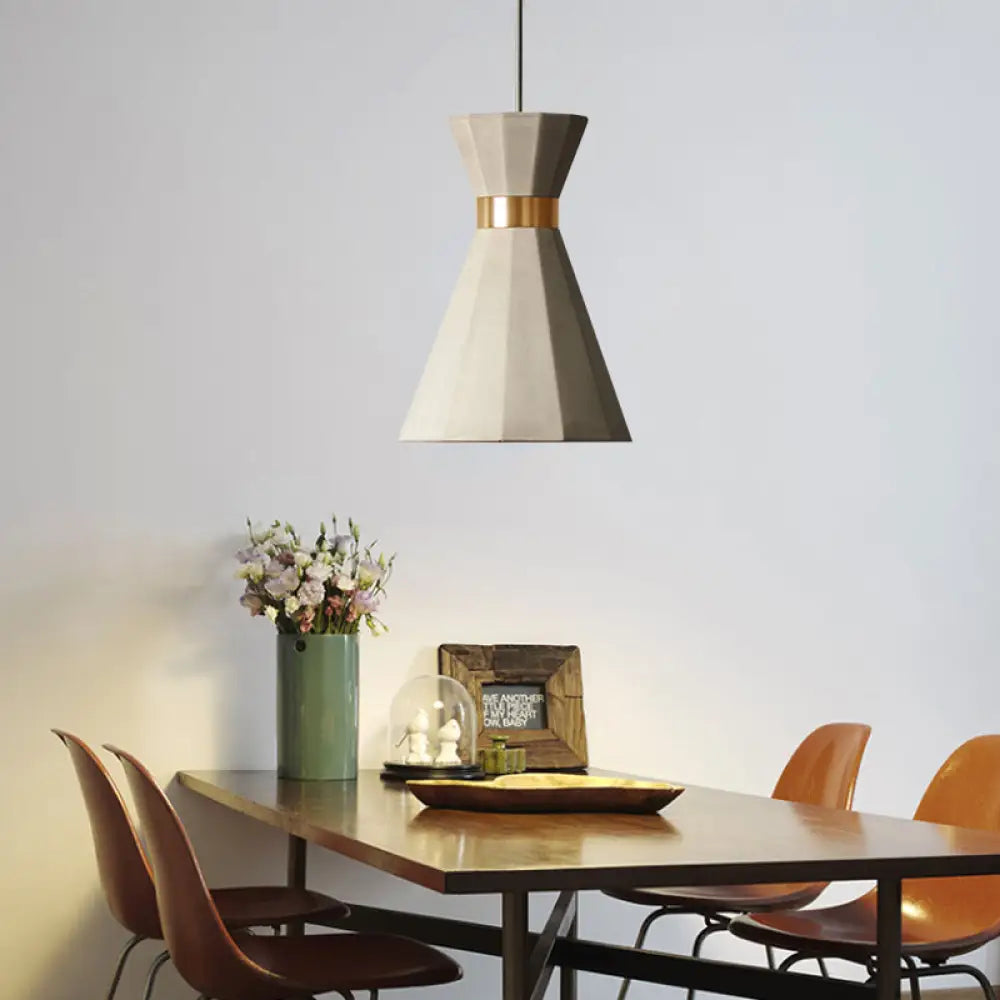 Modern Nordic Geometric Pendant Light - Grey Cement, 9"/10" Wide