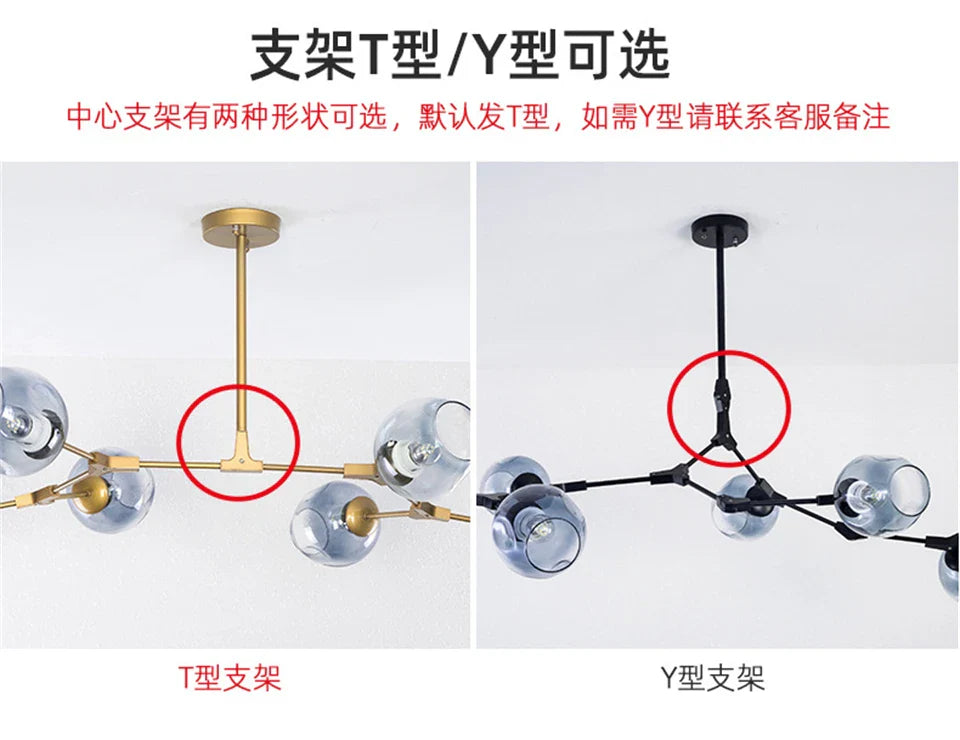 Modern Nordic Glass Chandeliers LED Ceiling Lamps - Chandelier