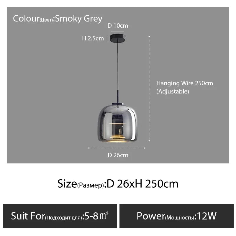 Modern Nordic Glass Pendant Lamp - black A / Warm White