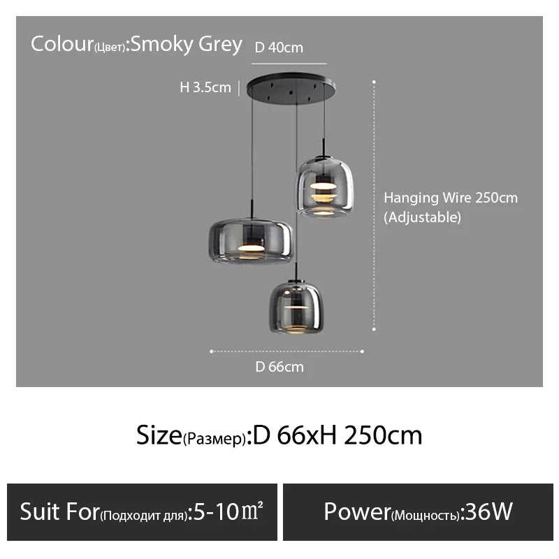 Modern Nordic Glass Pendant Lamp - black C / Warm White