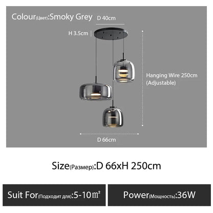 Modern Nordic Glass Pendant Lamp - black C / Warm White