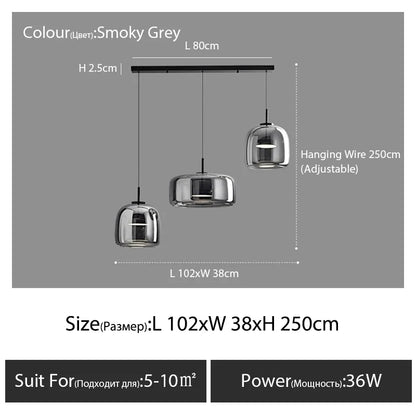 Modern Nordic Glass Pendant Lamp - black D / Cold White