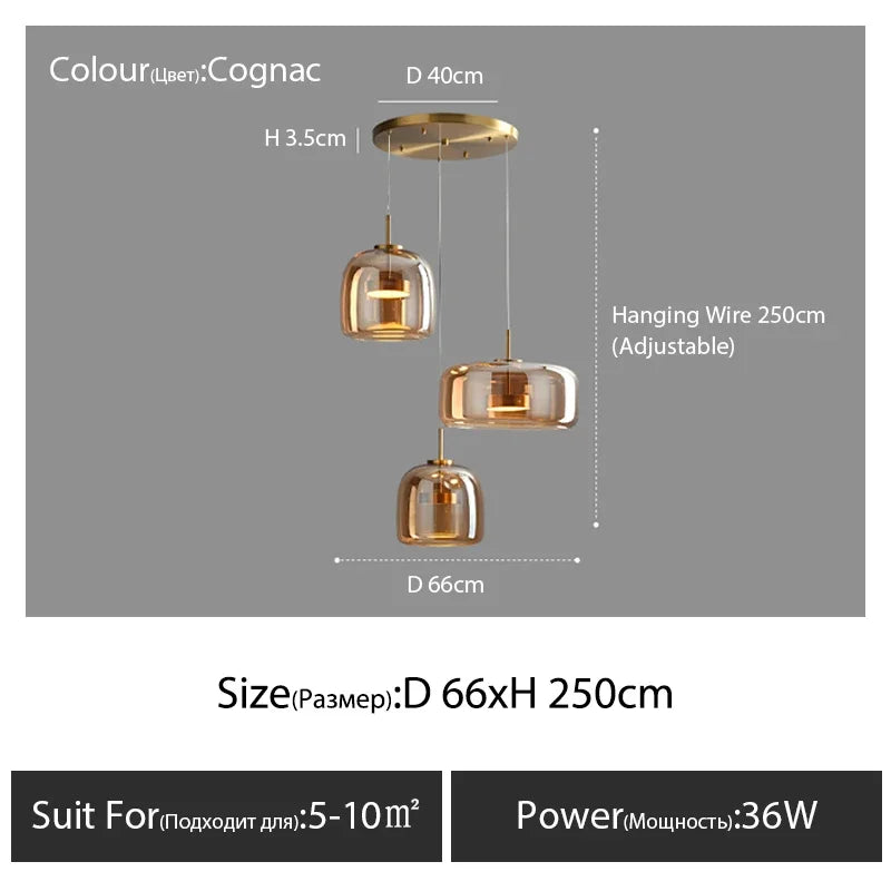 Modern Nordic Glass Pendant Lamp - Golden C / Warm White