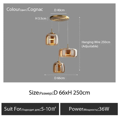 Modern Nordic Glass Pendant Lamp - Golden C / Warm White