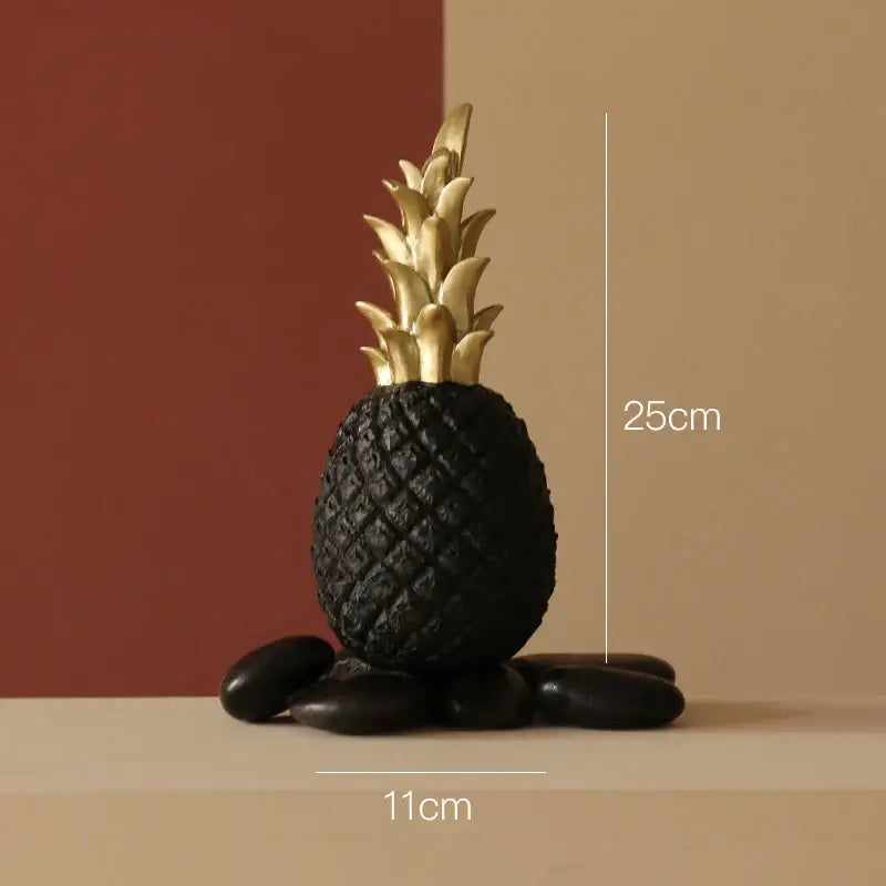 Modern nordic decorbites golden pineapple figurine with textured black and gold surface for living room decor