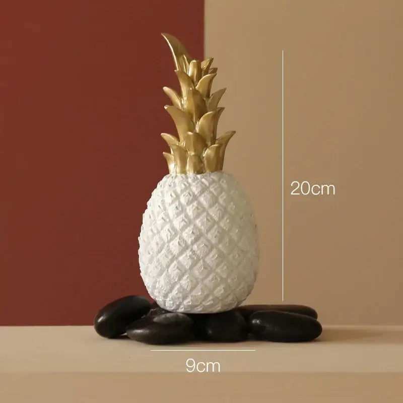 Modern nordic white and gold decorbites golden pineapple figurine with textured diamond pattern for living room decor