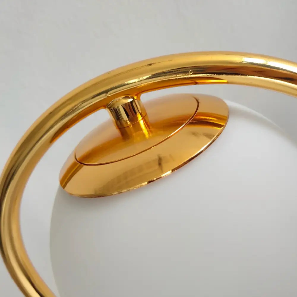 Modern nordic golden body glass led desk lamp with gold-toned ring and white frosted glass for bedroom decorbites