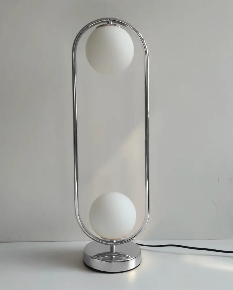 Modern nordic golden body glass led desk lamp with chrome finish and frosted globes in decorbites golden body design