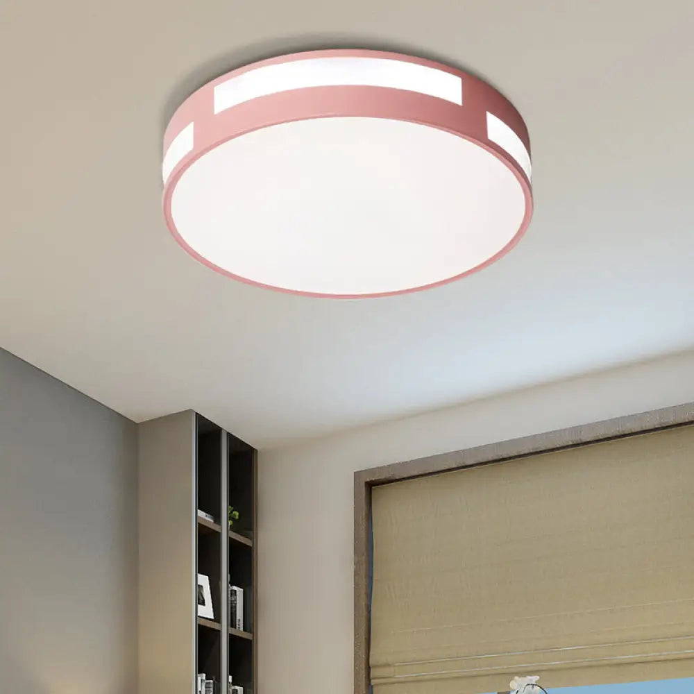 DecorBites™ DecorBites™ Modern Nordic LED Flush Ceiling Light with Round Acrylic Shade in Blue/Green/Pink/Yellow