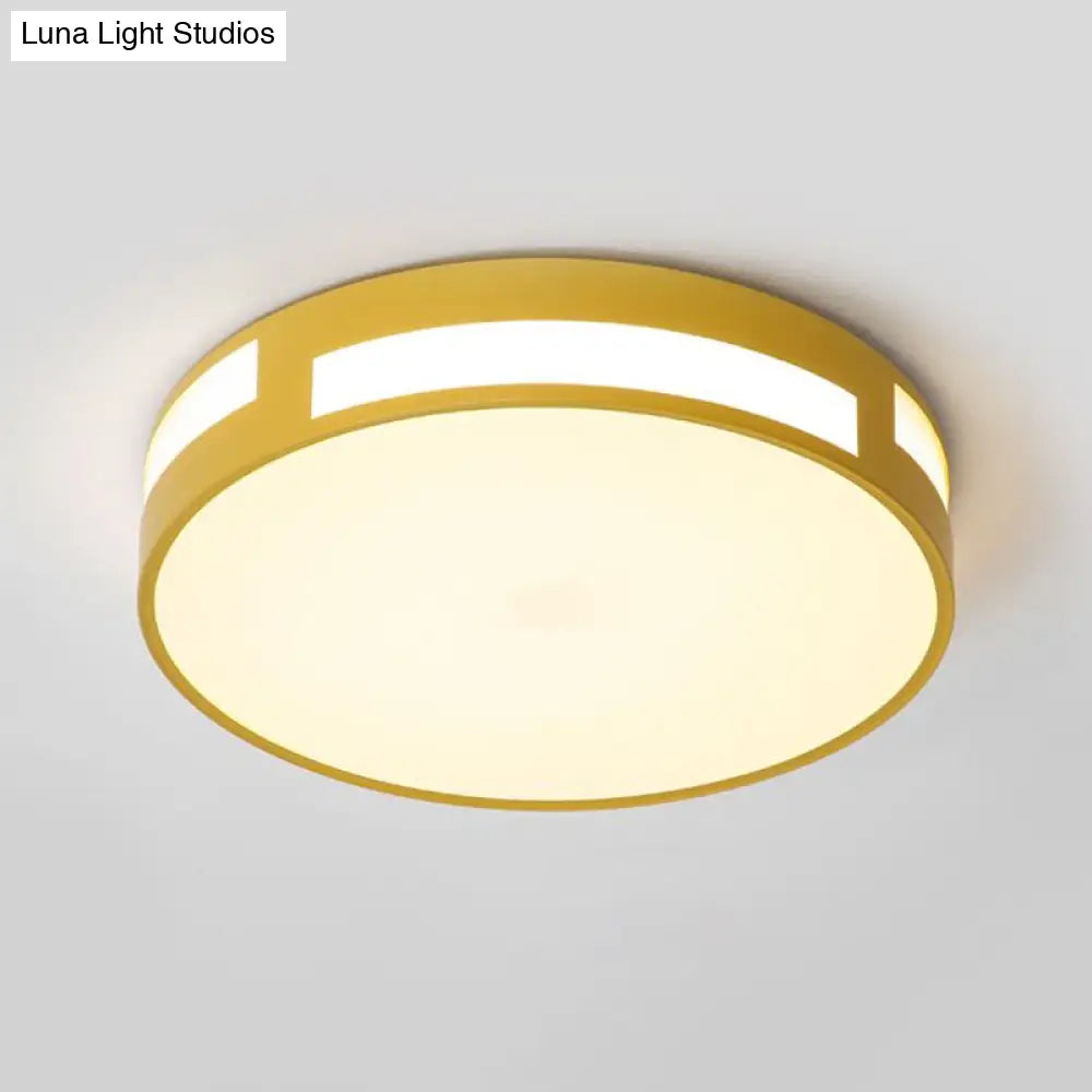 DecorBites™ DecorBites™ Modern Nordic LED Flush Ceiling Light with Round Acrylic Shade in Blue/Green/Pink/Yellow