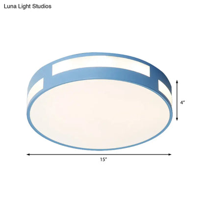 DecorBites™ DecorBites™ Modern Nordic LED Flush Ceiling Light with Round Acrylic Shade in Blue/Green/Pink/Yellow