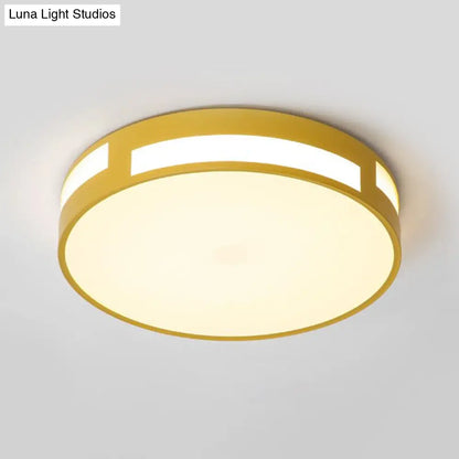 DecorBites™ DecorBites™ Modern Nordic LED Flush Ceiling Light with Round Acrylic Shade in Blue/Green/Pink/Yellow