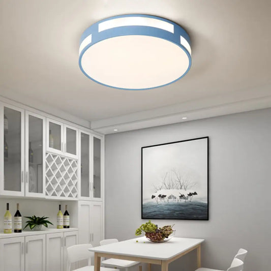 DecorBites™ DecorBites™ Modern Nordic LED Flush Ceiling Light with Round Acrylic Shade in Blue/Green/Pink/Yellow