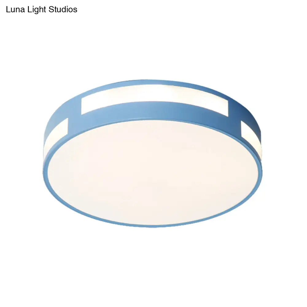 DecorBites™ DecorBites™ Modern Nordic LED Flush Ceiling Light with Round Acrylic Shade in Blue/Green/Pink/Yellow