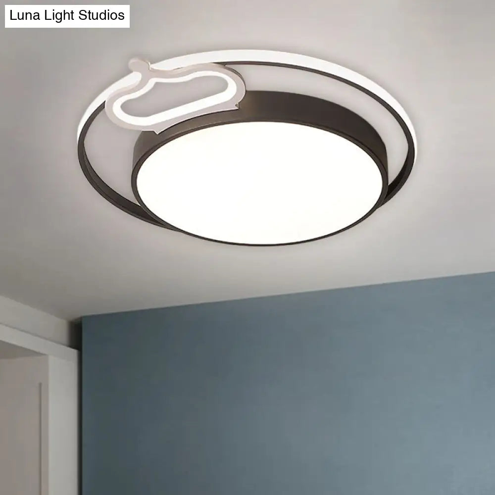 DecorBites™ DecorBites™ Modern Nordic LED Flush Mount Drum Ceiling Lamp in Black/White, 16.5"/20.5" Width - Warm/White Light