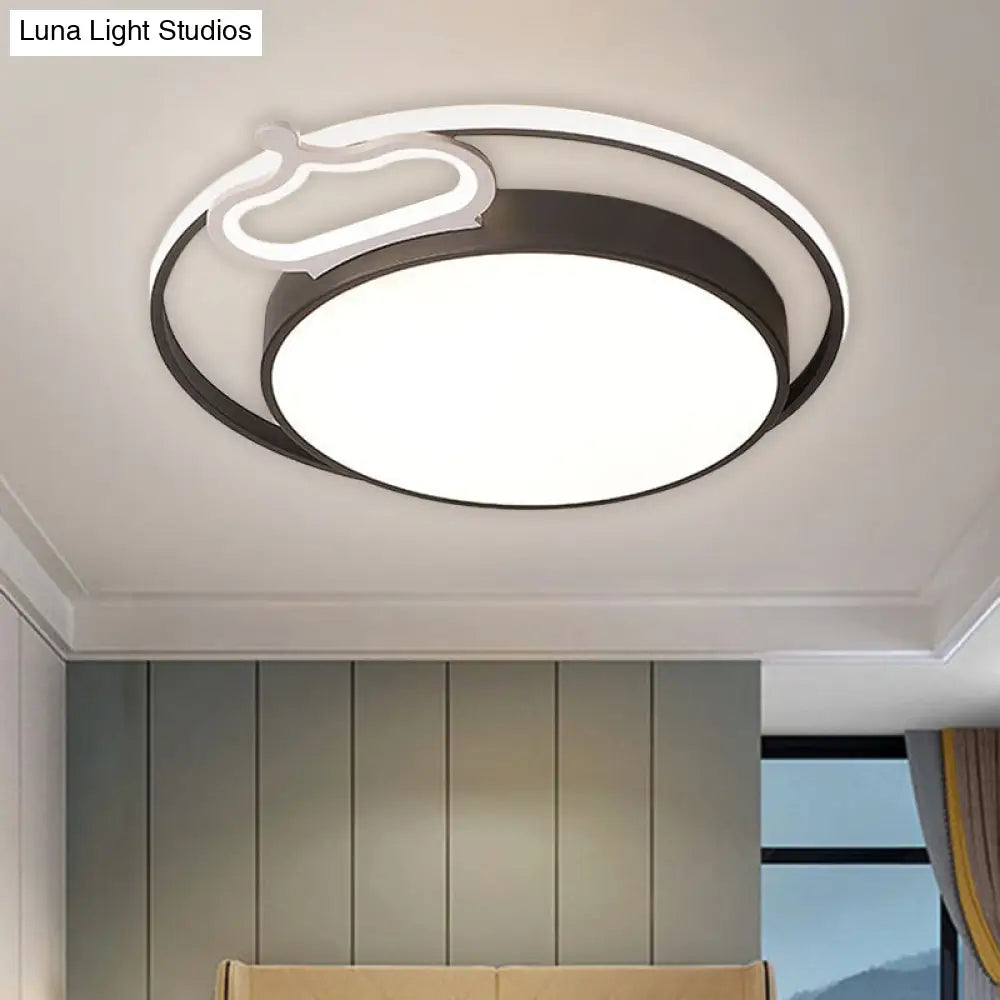 DecorBites™ DecorBites™ Modern Nordic LED Flush Mount Drum Ceiling Lamp in Black/White, 16.5"/20.5" Width - Warm/White Light