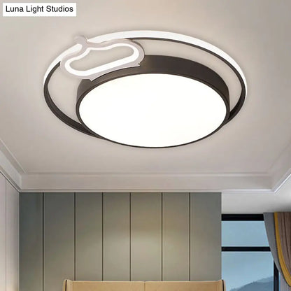DecorBites™ DecorBites™ Modern Nordic LED Flush Mount Drum Ceiling Lamp in Black/White, 16.5"/20.5" Width - Warm/White Light