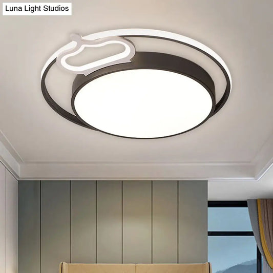 DecorBites™ DecorBites™ Modern Nordic LED Flush Mount Drum Ceiling Lamp in Black/White, 16.5"/20.5" Width - Warm/White Light