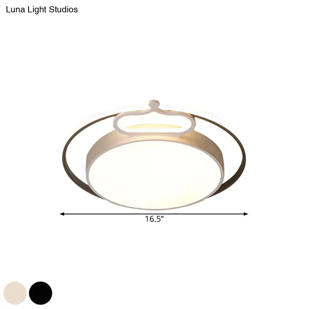 DecorBites™ DecorBites™ Modern Nordic LED Flush Mount Drum Ceiling Lamp in Black/White, 16.5"/20.5" Width - Warm/White Light