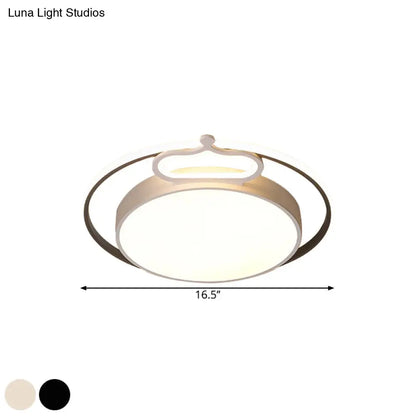 DecorBites™ DecorBites™ Modern Nordic LED Flush Mount Drum Ceiling Lamp in Black/White, 16.5"/20.5" Width - Warm/White Light